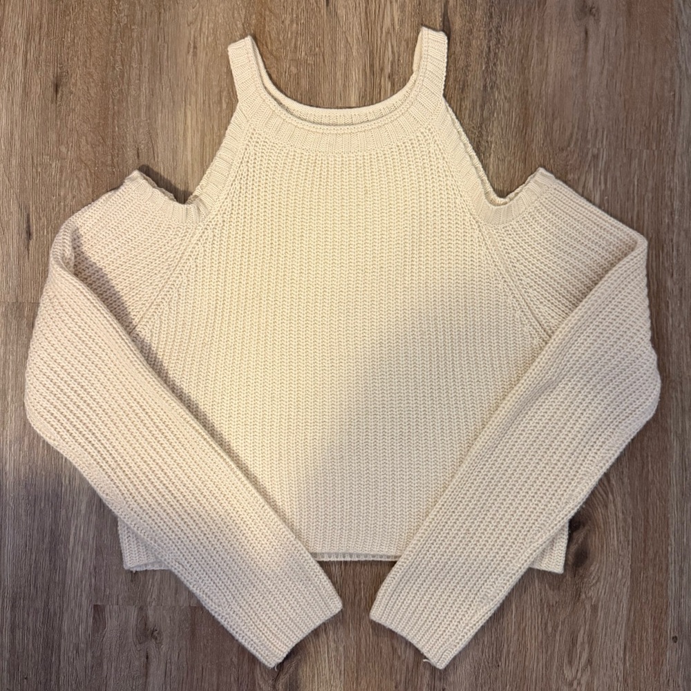 Cream Knit Off-Shoulder Sweater
